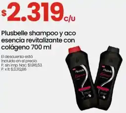 Changomas Plusbelle shampoo y aco esencia revitalizante con colágeno oferta