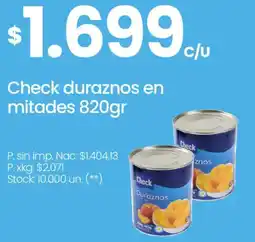 Changomas Check duraznos en mitades oferta