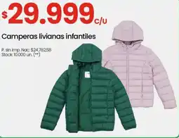 Changomas Camperas livianas infantiles oferta