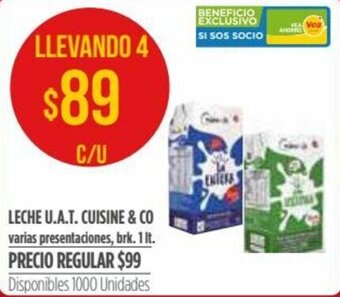 Supermercados Vea Leche U.A.T. Cuisine & Co 1 lt. oferta