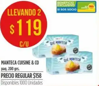 Supermercados Vea Manteca Cuisine & Co. Paq. 200 grs oferta