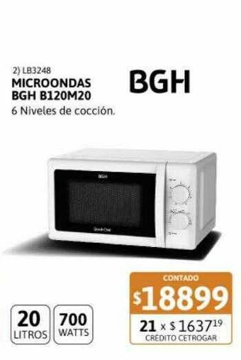 Cetrogar Microondas Bgh B120m20 oferta