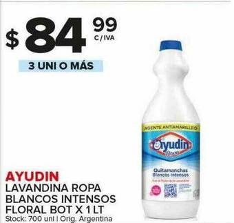 Carrefour Maxi Ayudin Lavandina Ropa Blancos Intensos Floral oferta