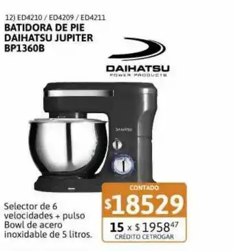 Cetrogar Batidora De Pie Daihatsu Jupiter Bp1360b oferta