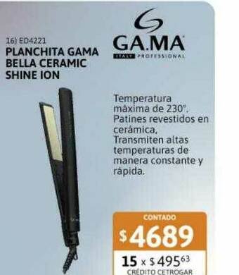 Cetrogar Planchita Gama Bella Ceramic Shine Ion oferta