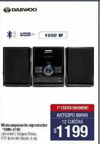 Daewoo Minicomponente Reproductor Dmh-2150