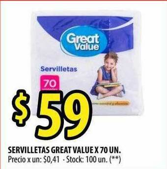 Punto Mayorista Servilletas Great Value oferta