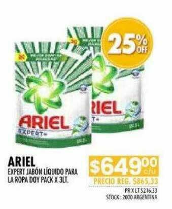 Pigmento Ariel Expert Jabón Líquido Para La Ropa Doy Pack oferta
