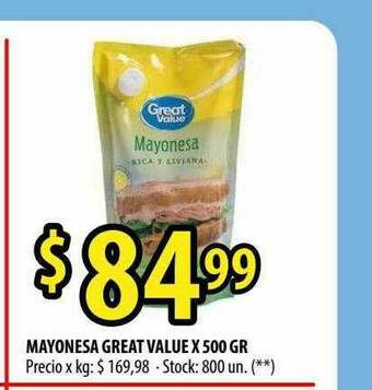 Punto Mayorista Mayonesa Great Value oferta