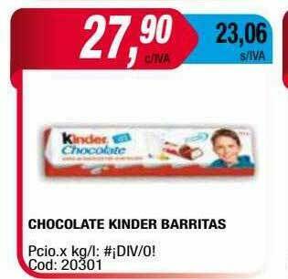 Maxiconsumo Chocolate Kinder Barritas oferta