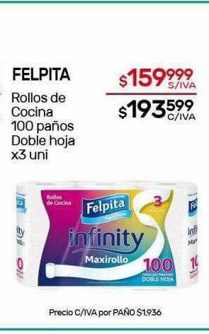 Nini Mayorista Felpita Rollos De Cocina 100 Paños Doble Hoja oferta