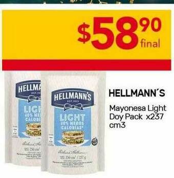Nini Mayorista Hellmann's Mayonesa Light Doy Pack oferta