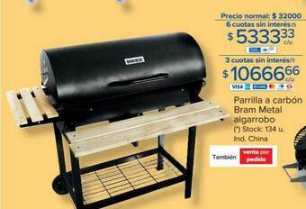 Carrefour Parrilla A Carbón Bram Metal Algarrobo oferta