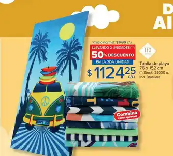 Carrefour Toalla De Playa 76 X 152 Cm Tex oferta