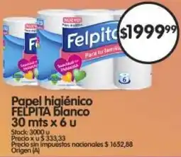 Supermercados Buenos Días Felpita papel higiénico blanco oferta