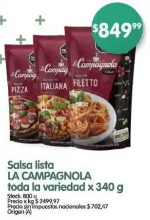Supermercados Buenos Días La Campagnola salsa lista toda la variedad oferta