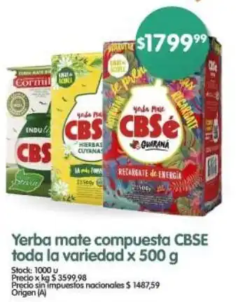 Supermercados Buenos Días CBSé Yerba mate compuesta toda la variedad oferta