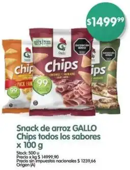 Supermercados Buenos Días Gallo chips snack de arroz todos los sabores oferta