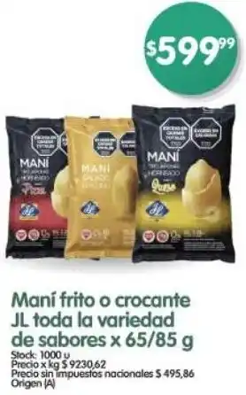 Supermercados Buenos Días Maní frito o crocante jl toda la variedad de sabores oferta