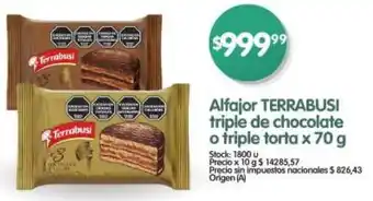 Supermercados Buenos Días Terrabusi alfajor triple de chocolate o triple torta oferta