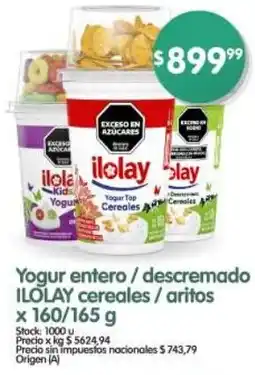 Supermercados Buenos Días Ilolay yogur entero/descremado cereales/aritos oferta