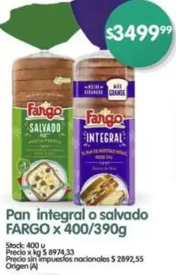 Supermercados Buenos Días Fargo pan integral o salvado oferta