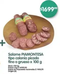 Supermercados Buenos Días Piamontesa salame tipo colonia picado fino o grueso oferta