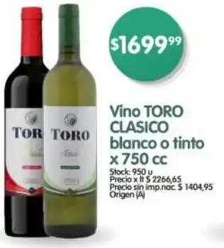 Supermercados Buenos Días Toro clasico vino blanco o tinto oferta