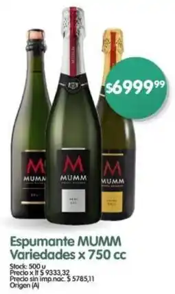Supermercados Buenos Días MUMM espumante variedade oferta