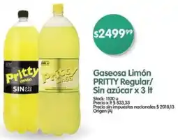 Supermercados Buenos Días Pritty gaseosa limón regular/ sin azúcar oferta