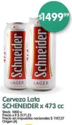 Supermercados Buenos Días Scheneider cerveza lata oferta