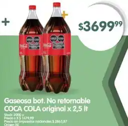 Supermercados Buenos Días Coca cola gaseosa bot. no retornable original oferta