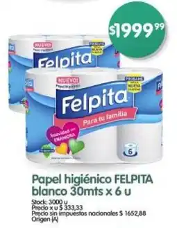 Supermercados Buenos Días Felpita papel higiénico blanco oferta