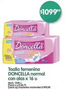 Supermercados Buenos Días Doncella toalla femenina normal con alas oferta