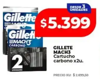 Supermayorista Vital Gillete mach3 cartucho carbono oferta
