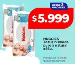 Supermayorista Vital Huggies toalla húmeda puro y natural oferta