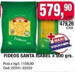 Maxiconsumo Fideos santa isabel oferta