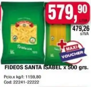 Maxiconsumo Fideos santa isabel oferta