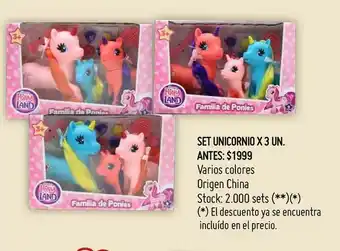 Changomas Set unicornio x 3 un oferta