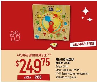 Changomas Reloj de madera oferta