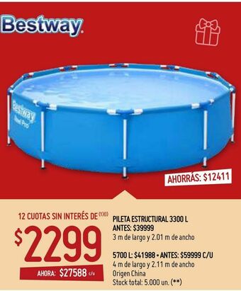 Changomas Pileta estructural 3300 l oferta