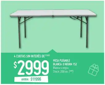 Changomas Mesa plegable blanca o negra 152 oferta