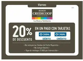 Changomas Banco credicoop -20% de dto oferta