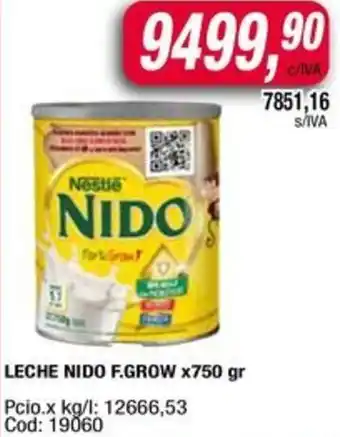 Maxiconsumo Nestlé nido f.grow leche oferta