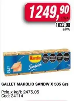 Maxiconsumo Marolio sandwich gallet oferta