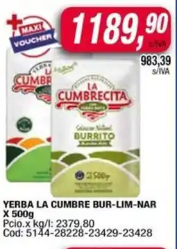 Maxiconsumo La cumbre yerba bur-lim-nar oferta