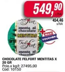 Maxiconsumo Felfort mentitas chocolate oferta