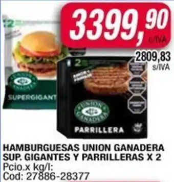 Maxiconsumo Hamburguesas union ganadera sup. gigantes y parrilleras oferta