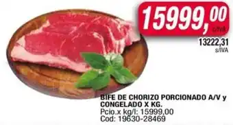 Maxiconsumo Bife de chorizo porcionado a/v y congelado oferta