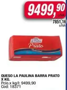 Maxiconsumo La paulina queso barra prato oferta